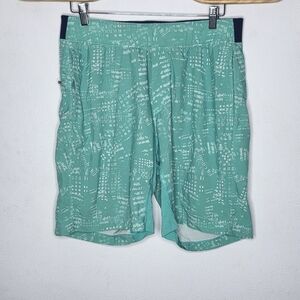 Lululemon THE Short Blue / Green‎ Building Print Linerless Men's Large L